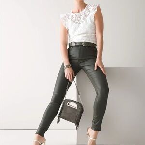 White House Black Market Olive Green Fatigue High Rise Coated Skinny Jeans 10